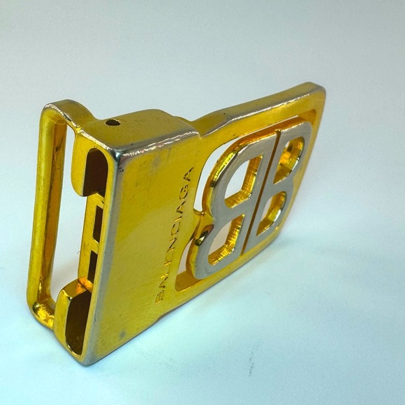 Balenciaga BB Logo Belt Buckle Gold Silver Authentic EUC Balenciaga Logo - Picture 3 of 10